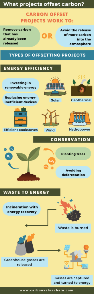 carbon offsetting infographic - carbon offsetting pros and cons